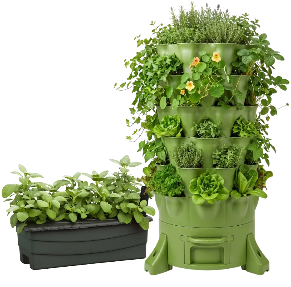 garden tower beside root